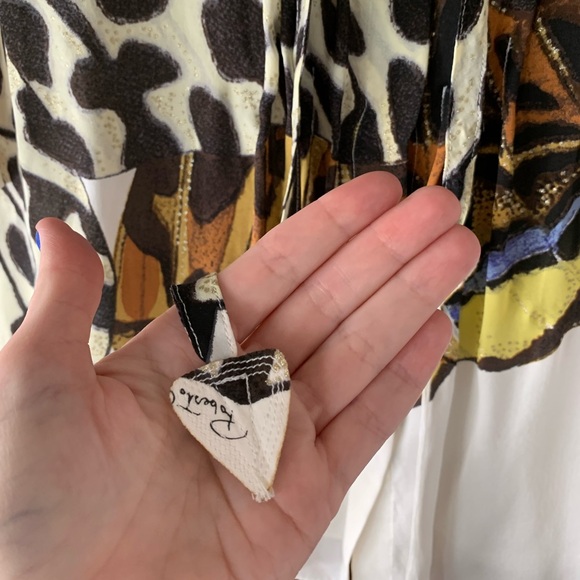 SOLD — Y2K Roberto Cavallli | Cream Butterfly Botanical Print Blouse M - Picture 3 of 13